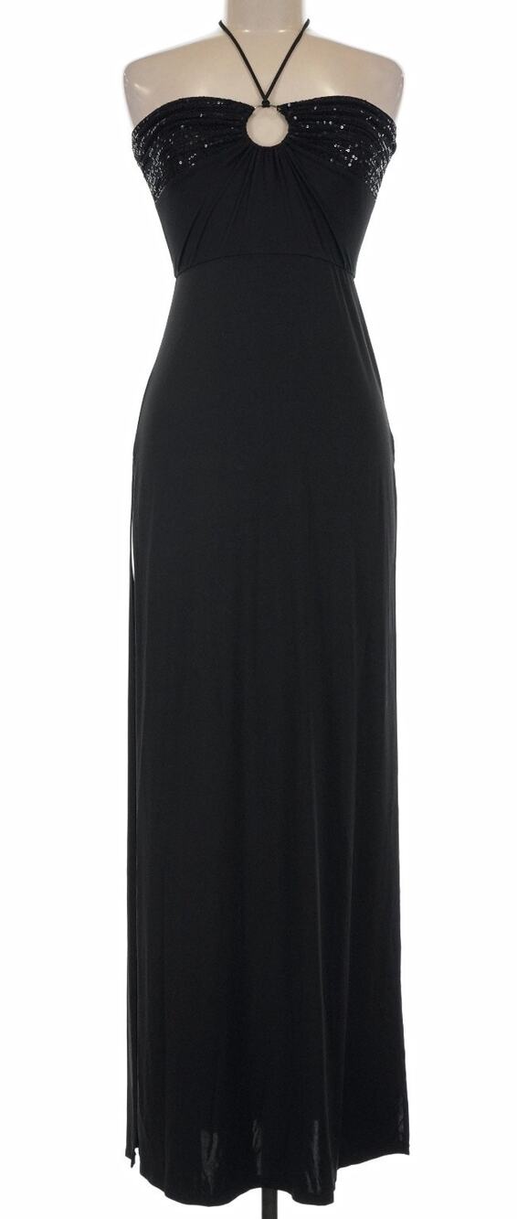 Lucy In the Sky Milly Halter Maxi Dress Black, M